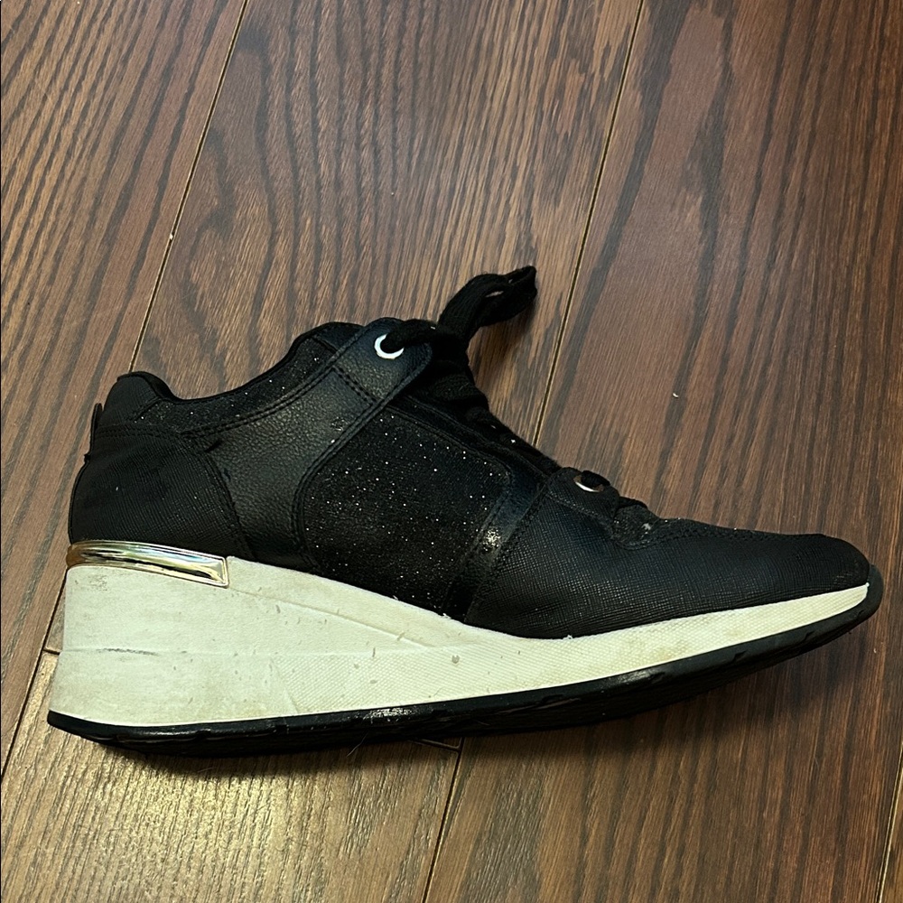 Aldo Black Wedge Sneaker with White Sole